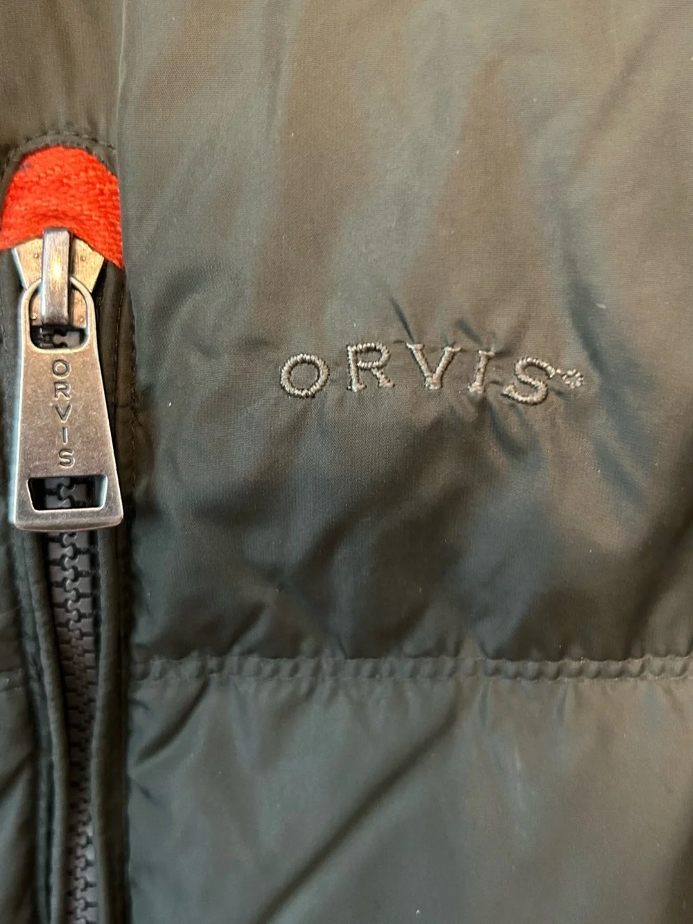 Orvis Puffer Vest Mens XXL Duck Down Outdoor Hiking‎ Classic Olive Green